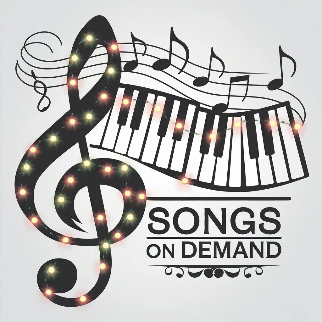 LOGO-Design-For-Songs-on-Demand-Piano-Keys-in-Festive-Lights-and-Ribbons