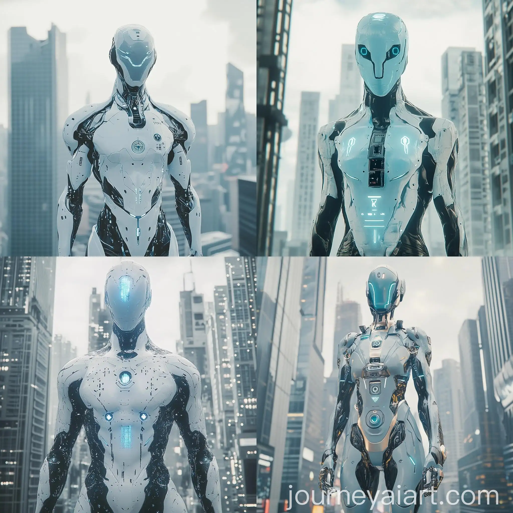 Futuristic-Humanoid-in-Light-Blue-Nano-Materials-Photographed-in-Cityscape