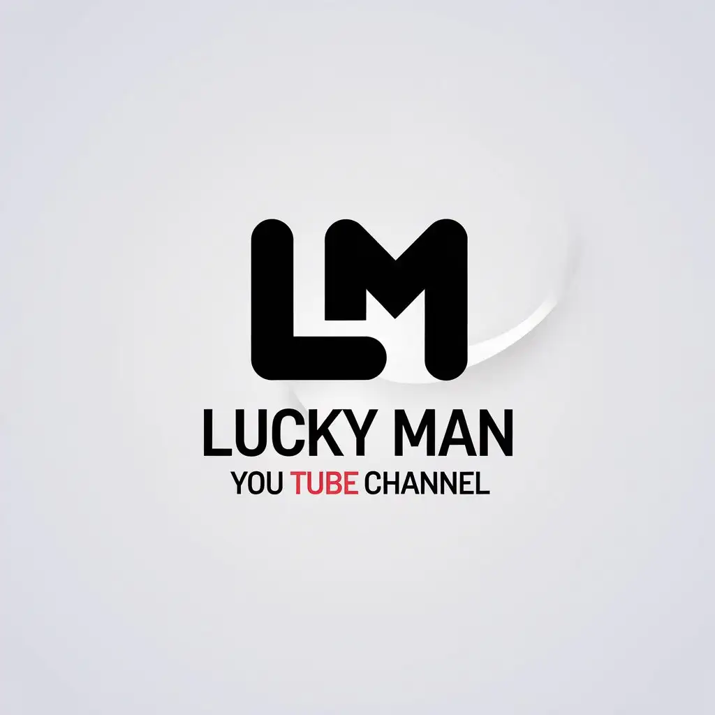 LOGO Design for LUCKY MAN YouTube Channel Minimalistic Vector with Letters for Entertainment