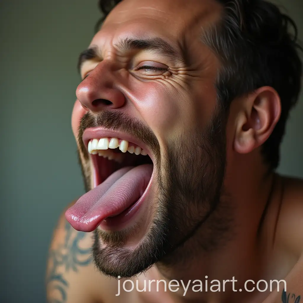 Man-Playfully-Licking-with-Tongue-Out