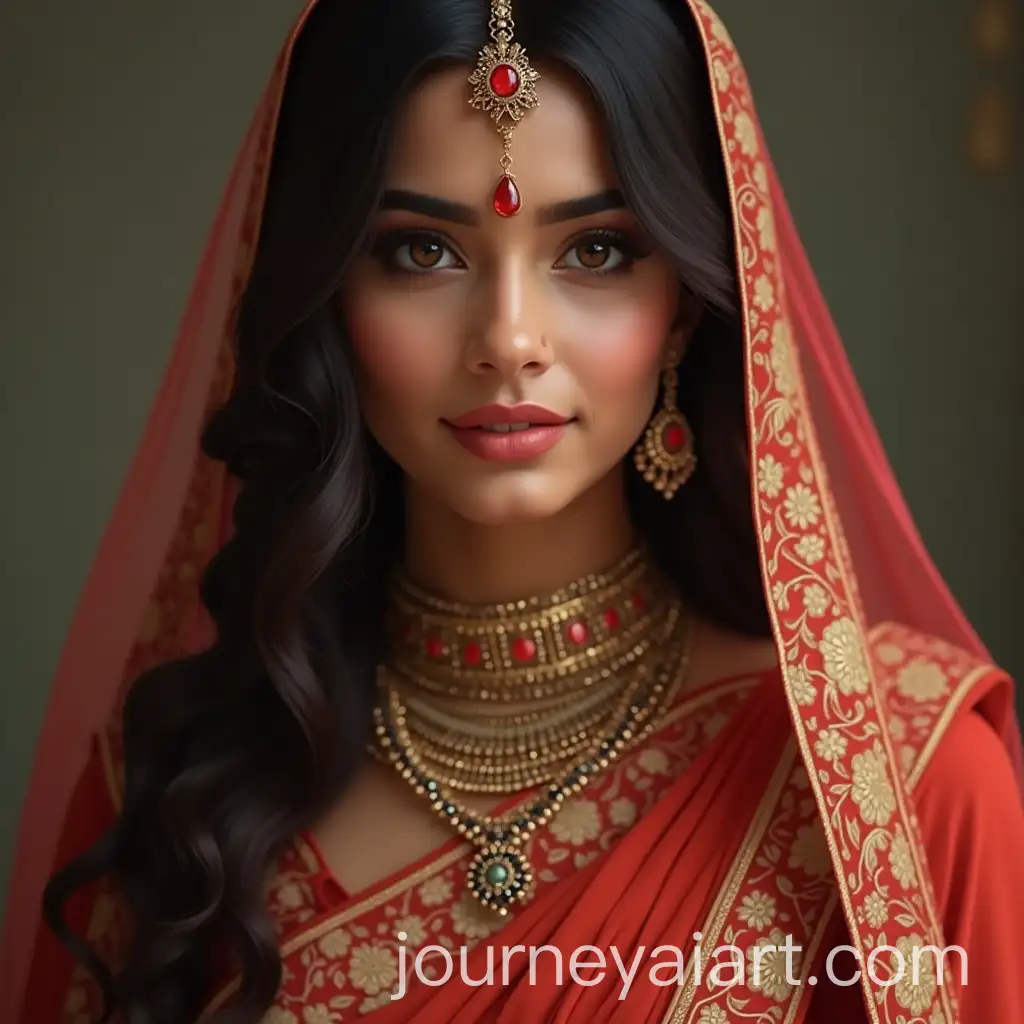 Realistic-Portrait-of-a-Beautiful-Indian-Queen-in-Traditional-Attire