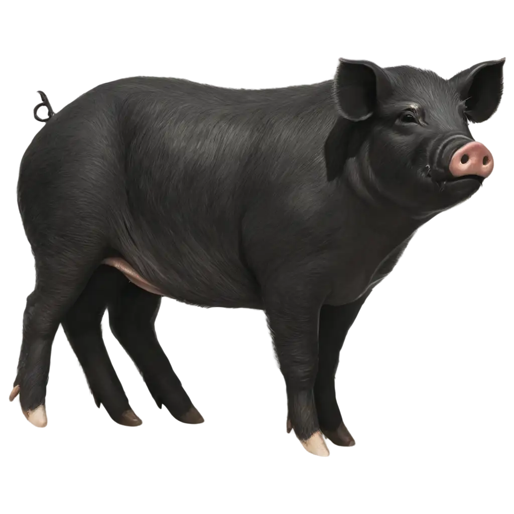 A black pig swaying