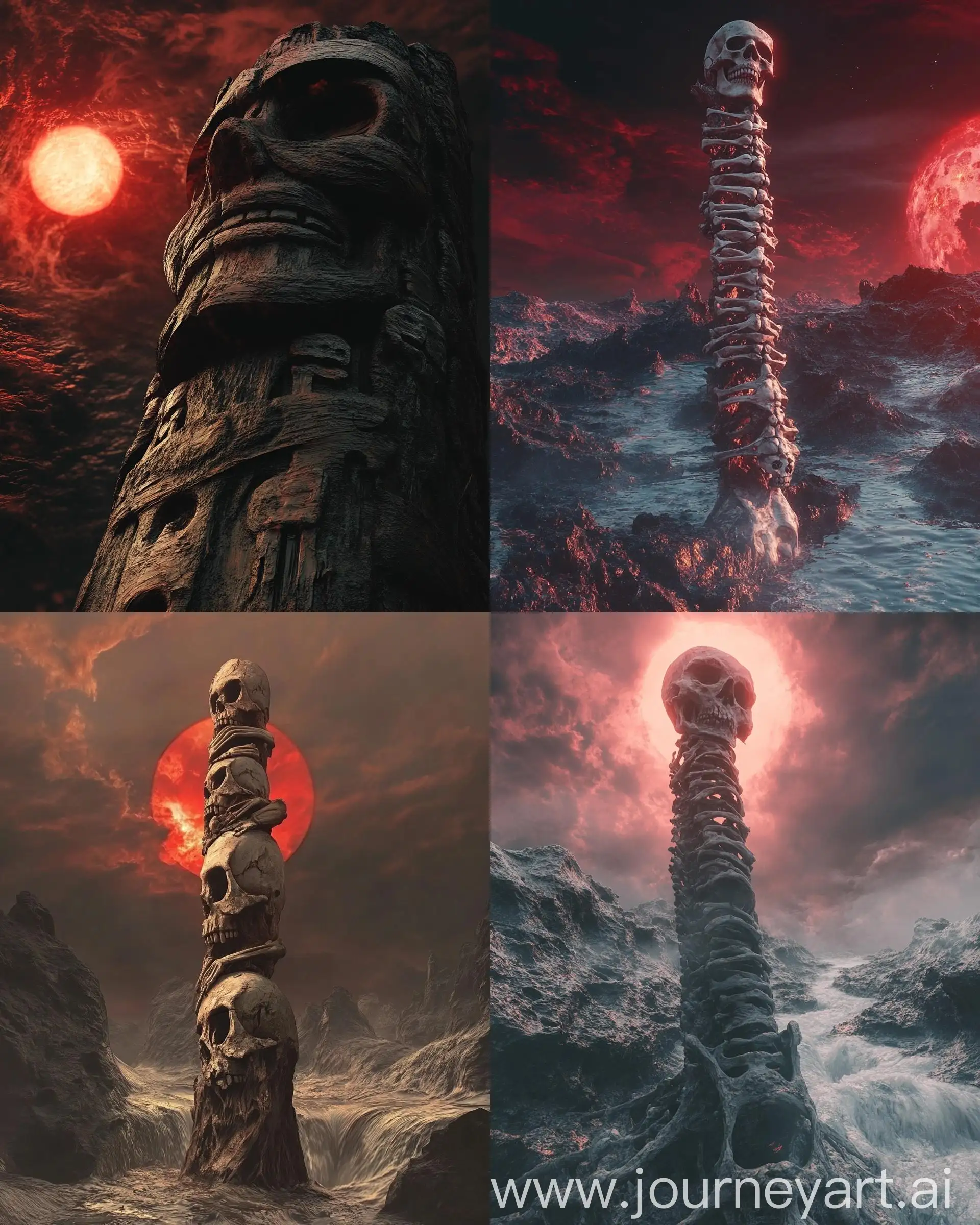 Melting-Bone-Totem-Pole-Under-a-Crimson-Sun