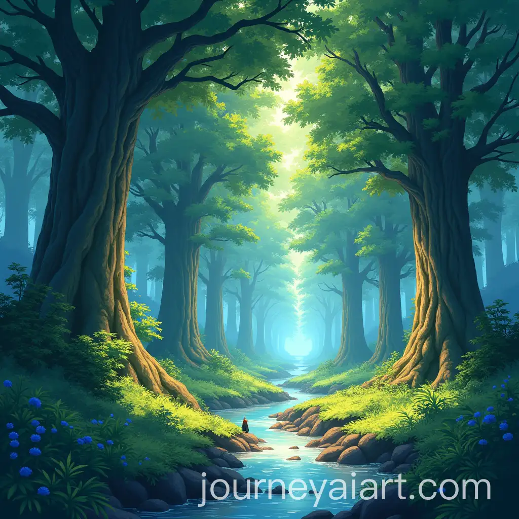 Enchanted-Forest-with-Mystical-Creatures-Serene-Anime-Wallpaper