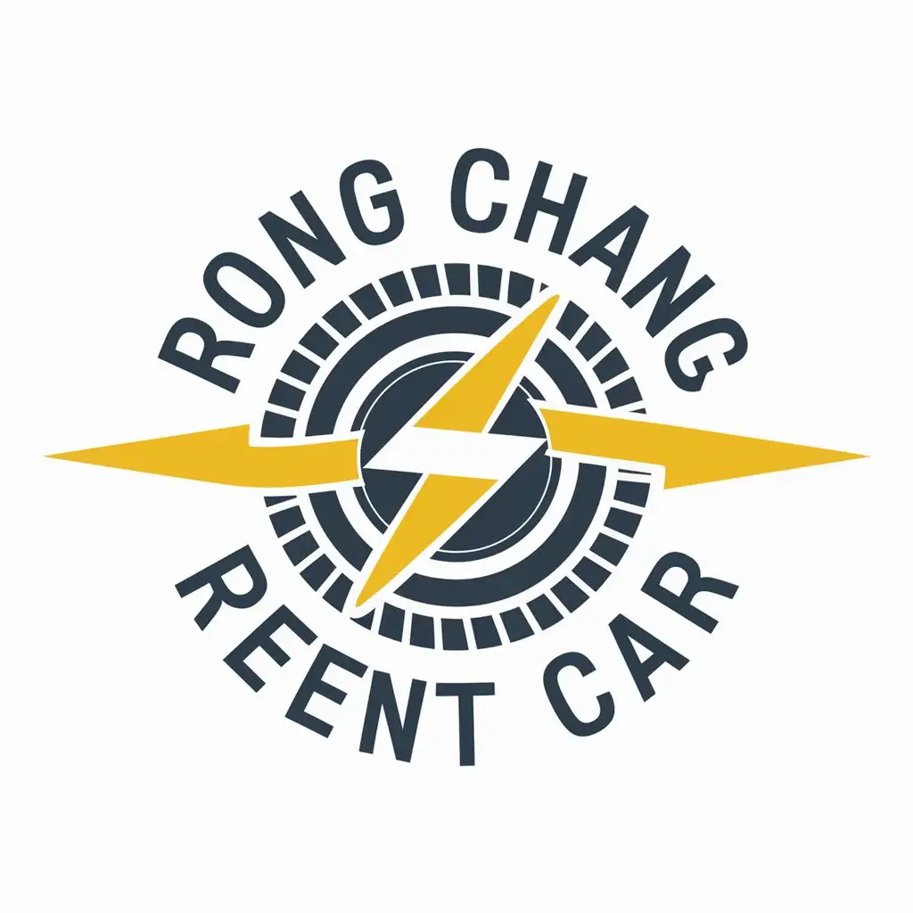 LOGO-Design-for-Rong-Chang-Rent-Car-Dynamic-Tires-and-Lightning-in-Blue-Yellow-on-White-Background