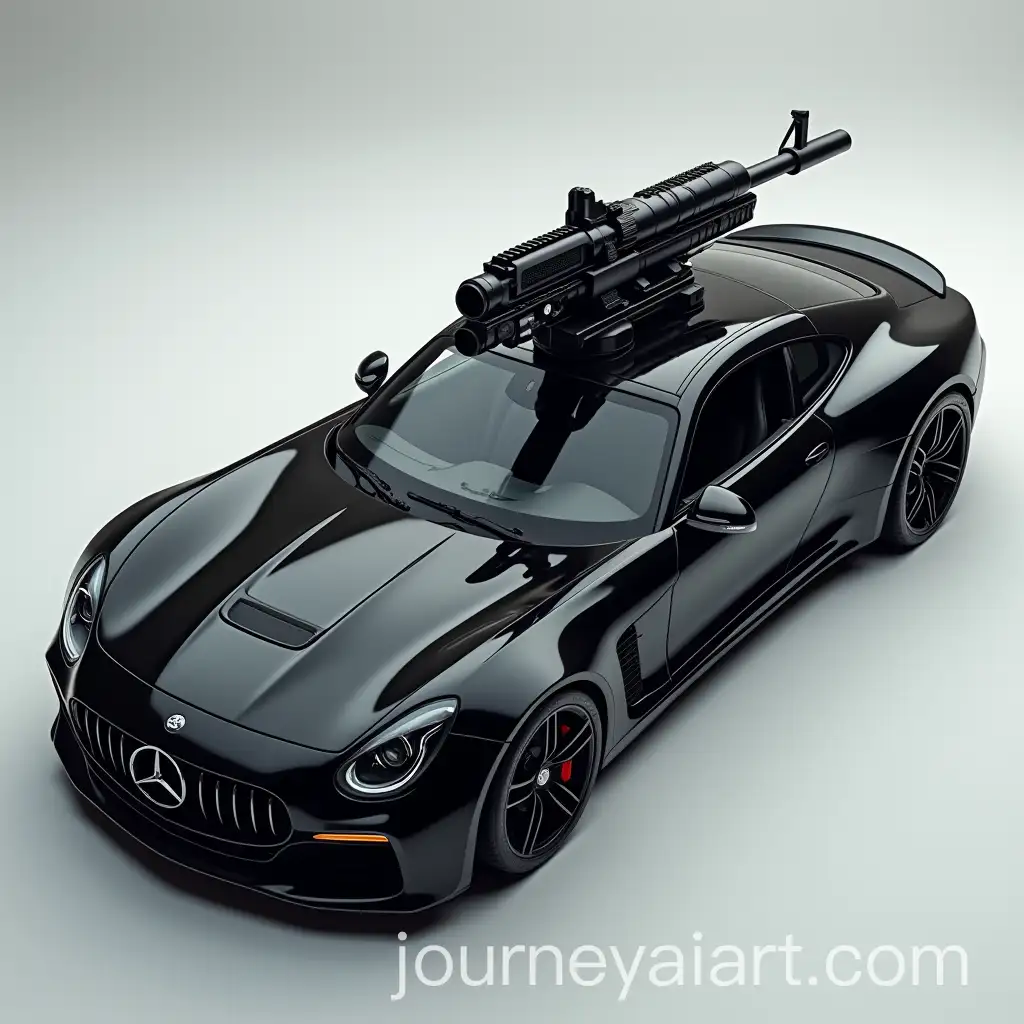 Black-Shiny-Car-with-Mounted-Machine-Gun-from-All-Angles