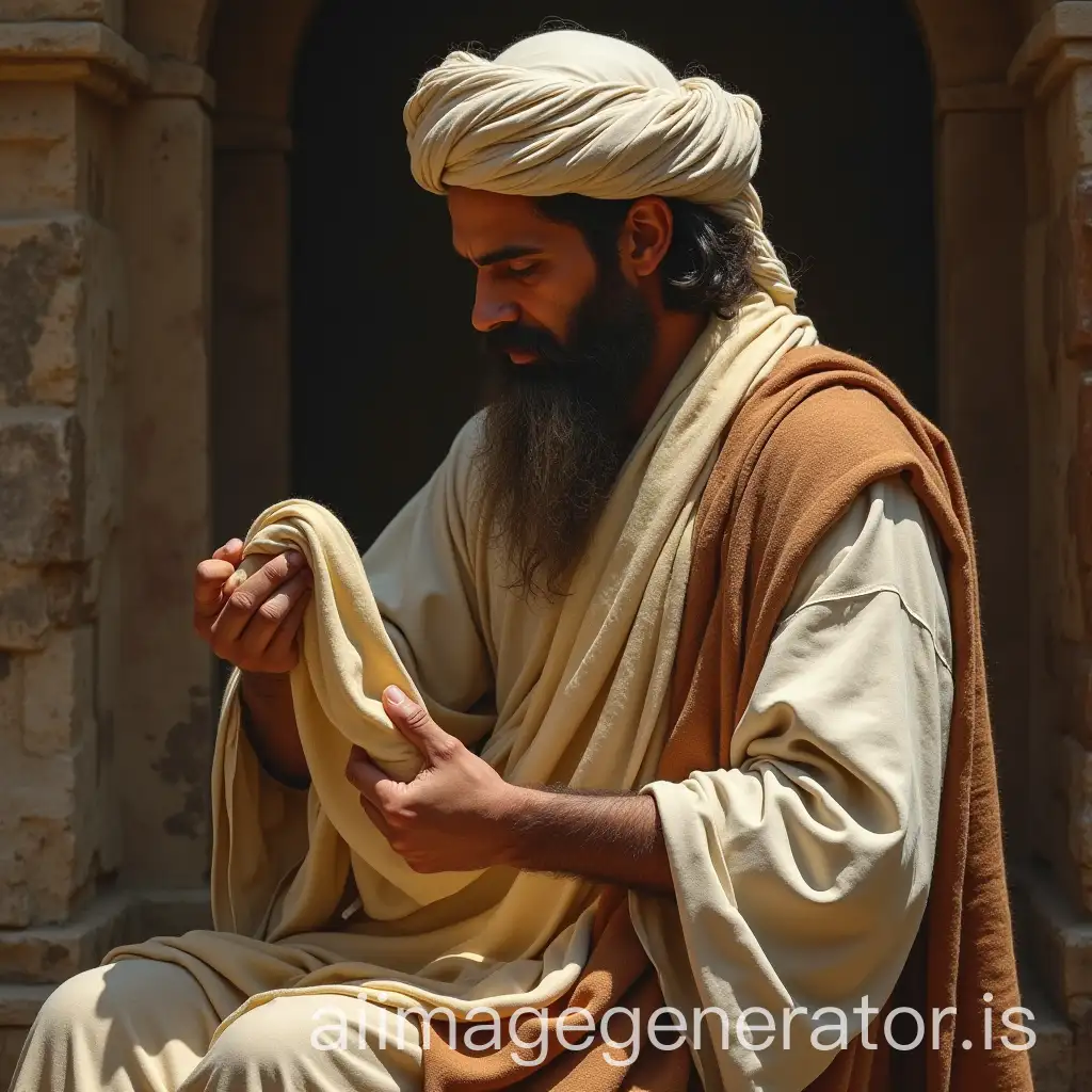 I would like an image of the Prophet Jeremiah buying a piece of linen then dyeing it from the book of Jeremiah chapter 13