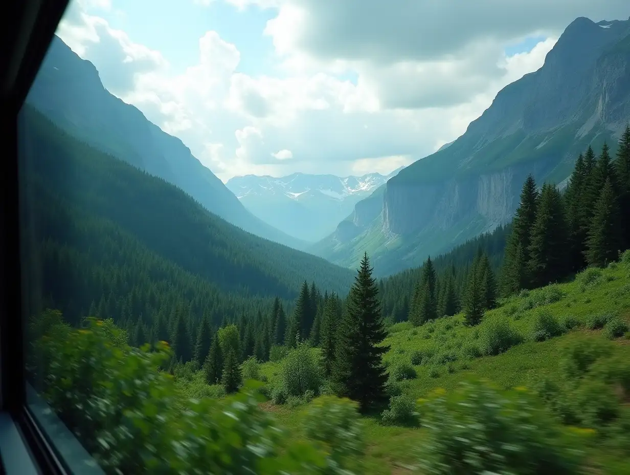 Stunning-Mountain-and-Forest-Vistas-Through-Train-Window