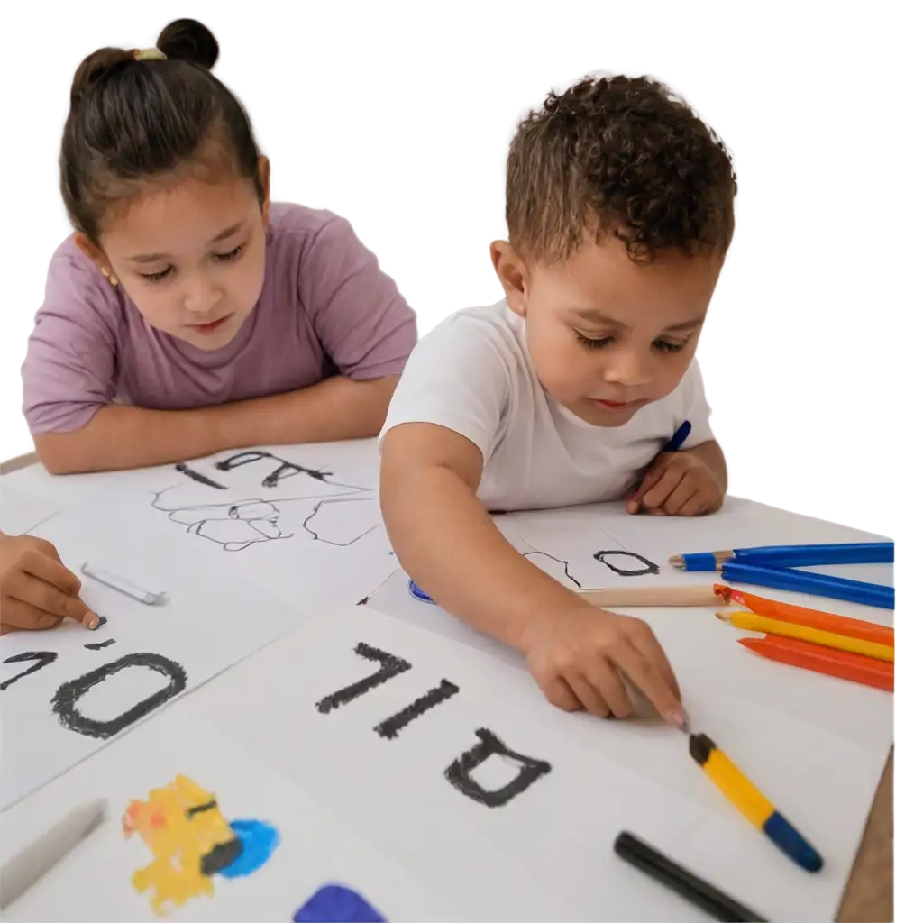 a 4 year old baby drawing something in his class