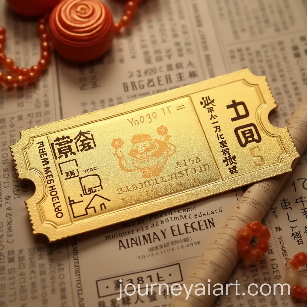 Golden-Entry-TicketAI-Image-Prompt-Expansion-for-Yosos-Presentation-with-Newspaper-Texture-and-888-RMB-Price
