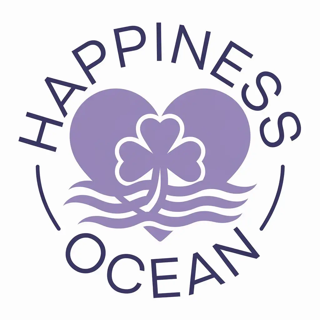 LOGO-Design-For-Happiness-Ocean-Violet-Heart-and-ThreeLeaf-Clover-on-Clear-Background