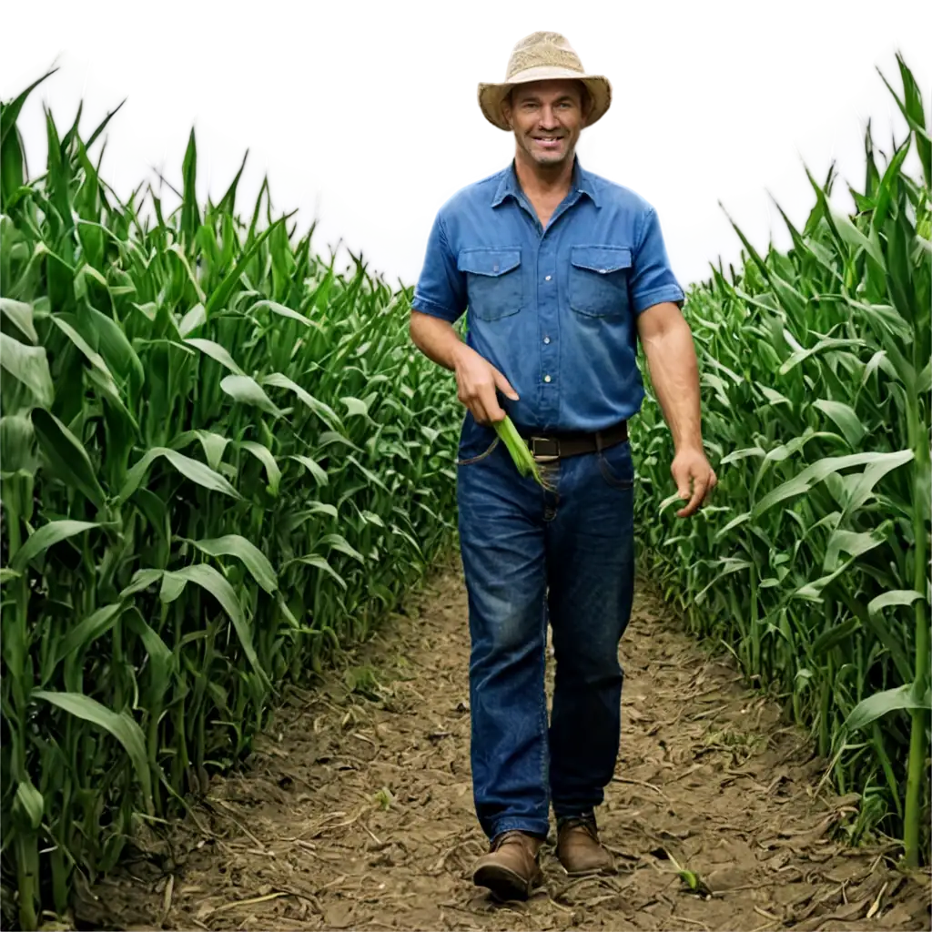 Farmer in cornfield