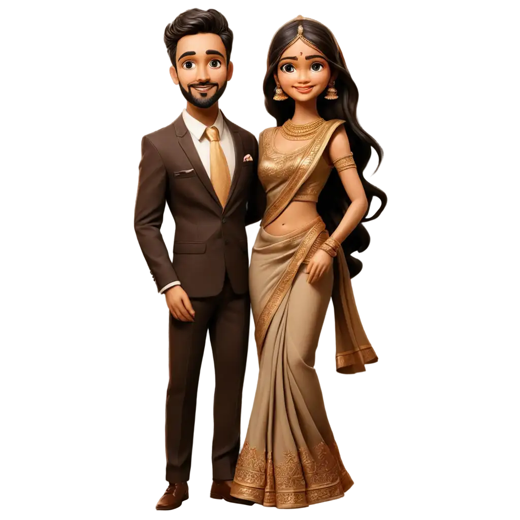 Stunning-Indian-Wedding-Couple-Cartoon-PNG-Celebrate-Traditions-with-Vivid-Clarity