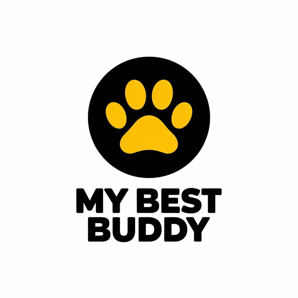 LOGO Design for My Best Buddy Circle Sign with Paw Prints in Yellow