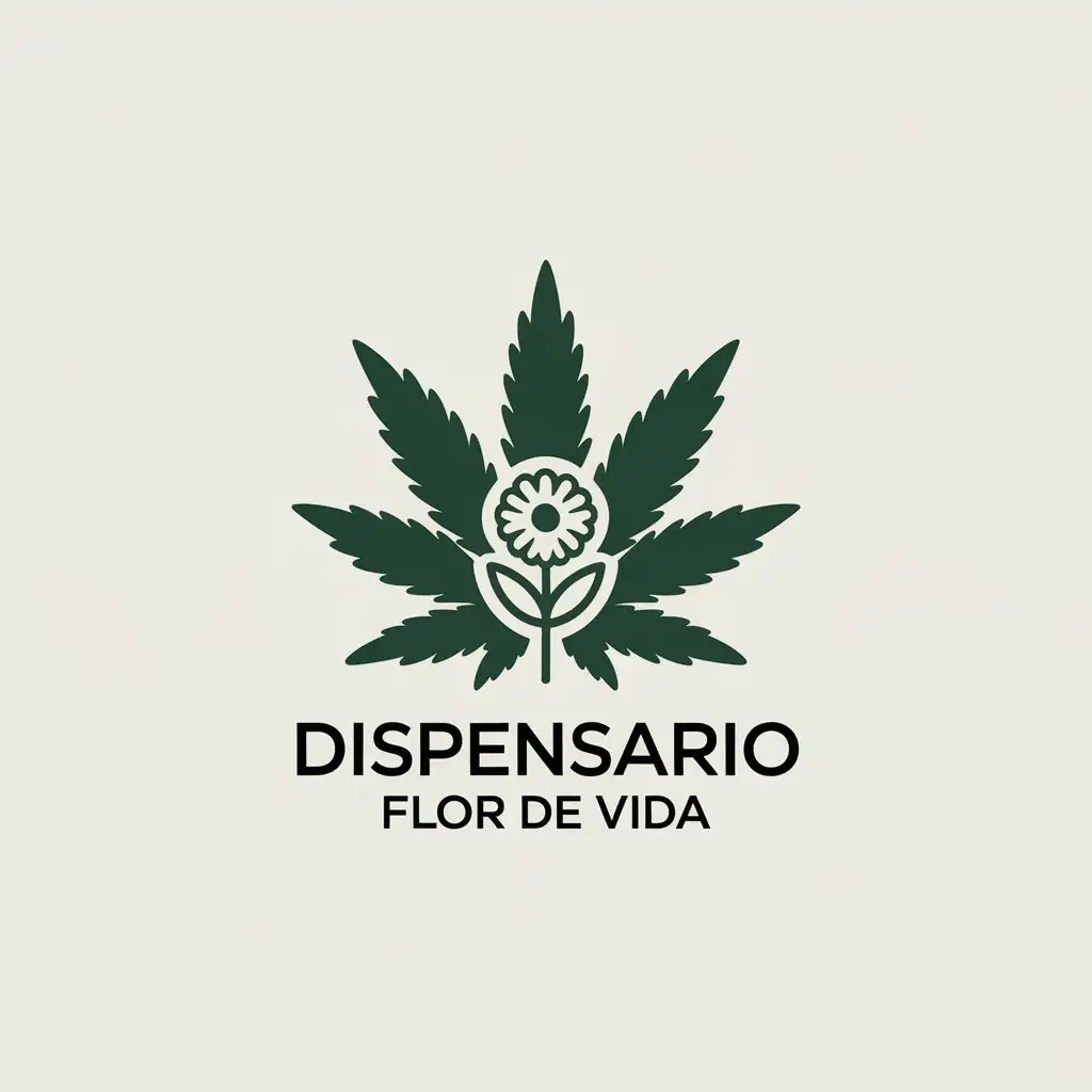 LOGO Design for Dispensario Flor de Vida Cannabis Leaf Flower Symbol with Minimalist Style for Nonprofit