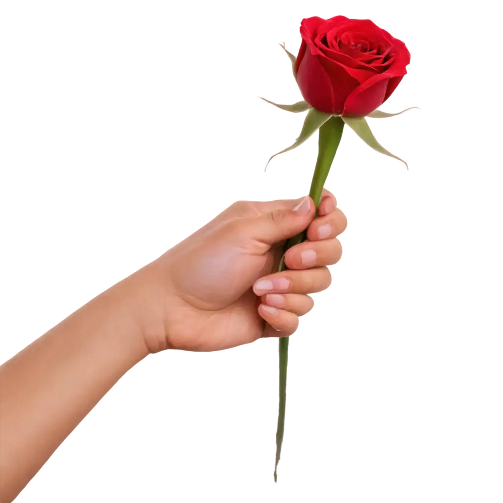 Hand-Holding-a-Rose-PNG-HighQuality-Transparent-Image-for-Versatile-Use