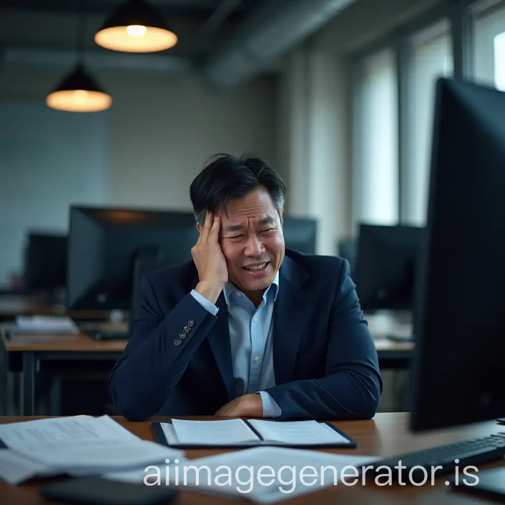 Stressed-MiddleAged-Asian-Businessman-in-Modern-Office-with-Tooth-Pain