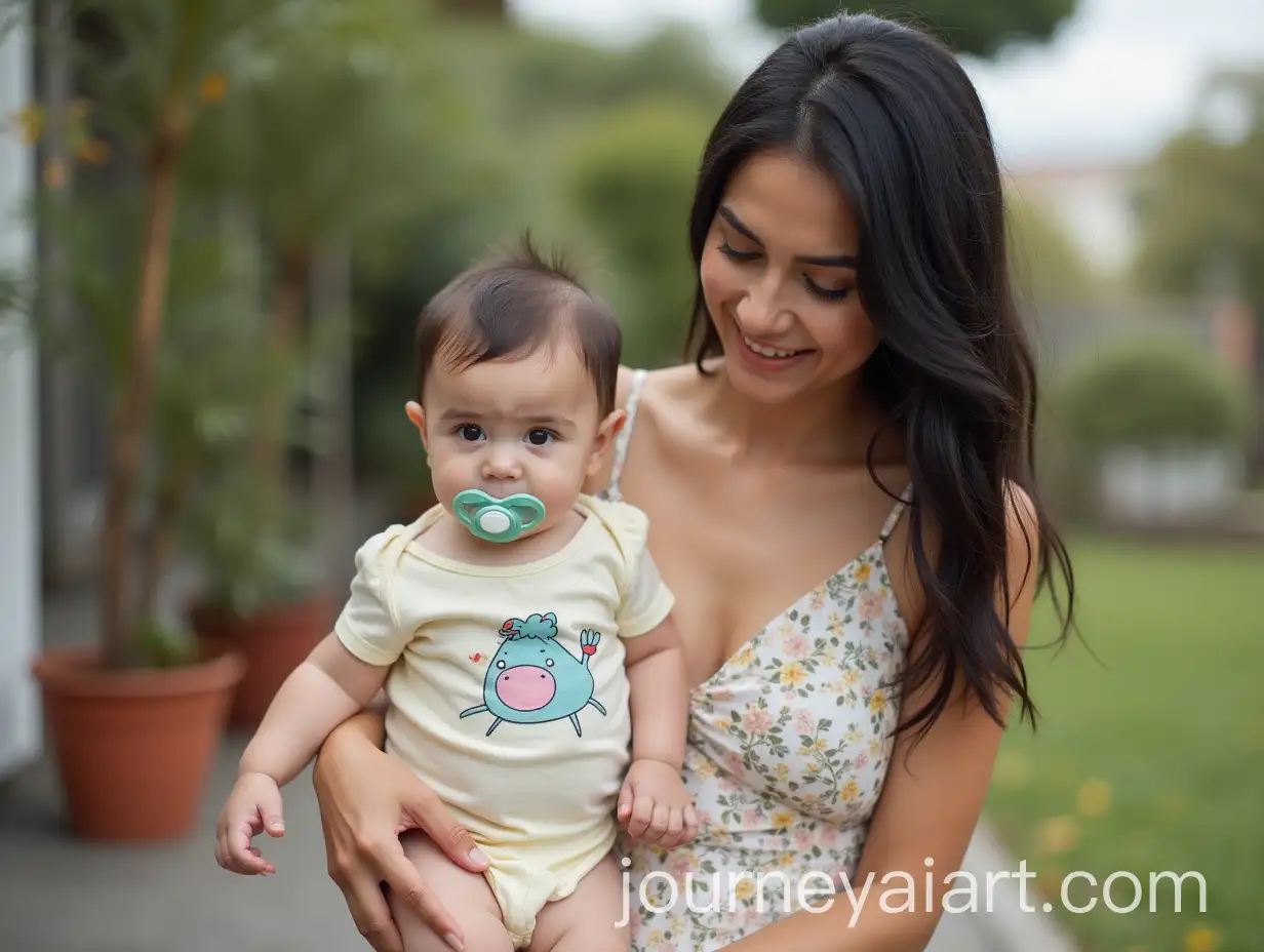 Young-Iranian-Woman-Dropping-Off-Baby-Boy-at-Daycare-with-Worried-Expression