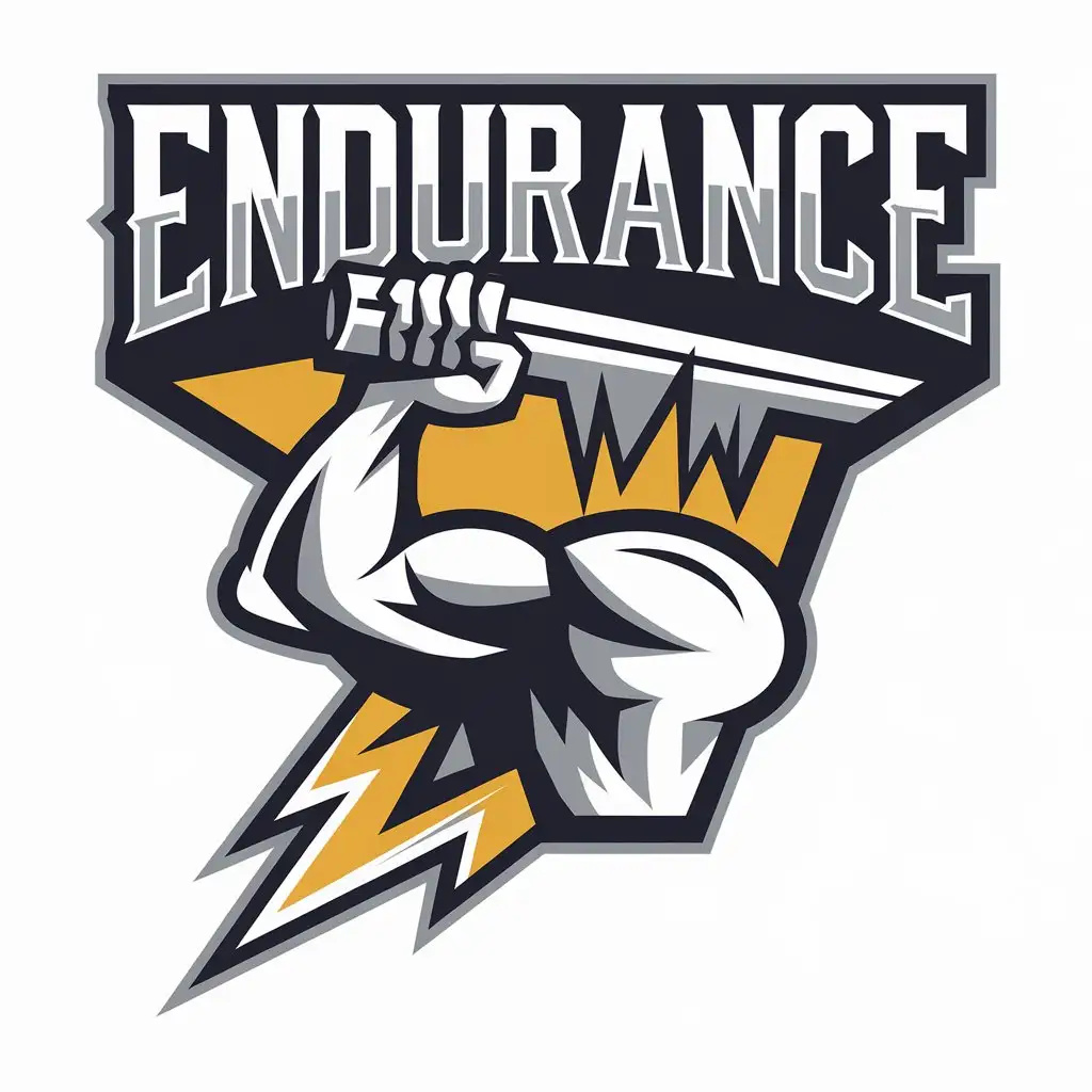 LOGO Design for Endurance Arm with Muscles Carrying Thunder Beam for Sports Fitness