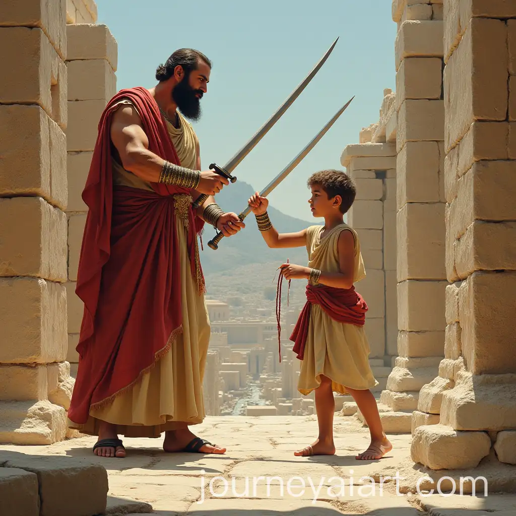 Father-Teaching-Son-Swordsmanship-in-Ancient-Ephesus-565-BC