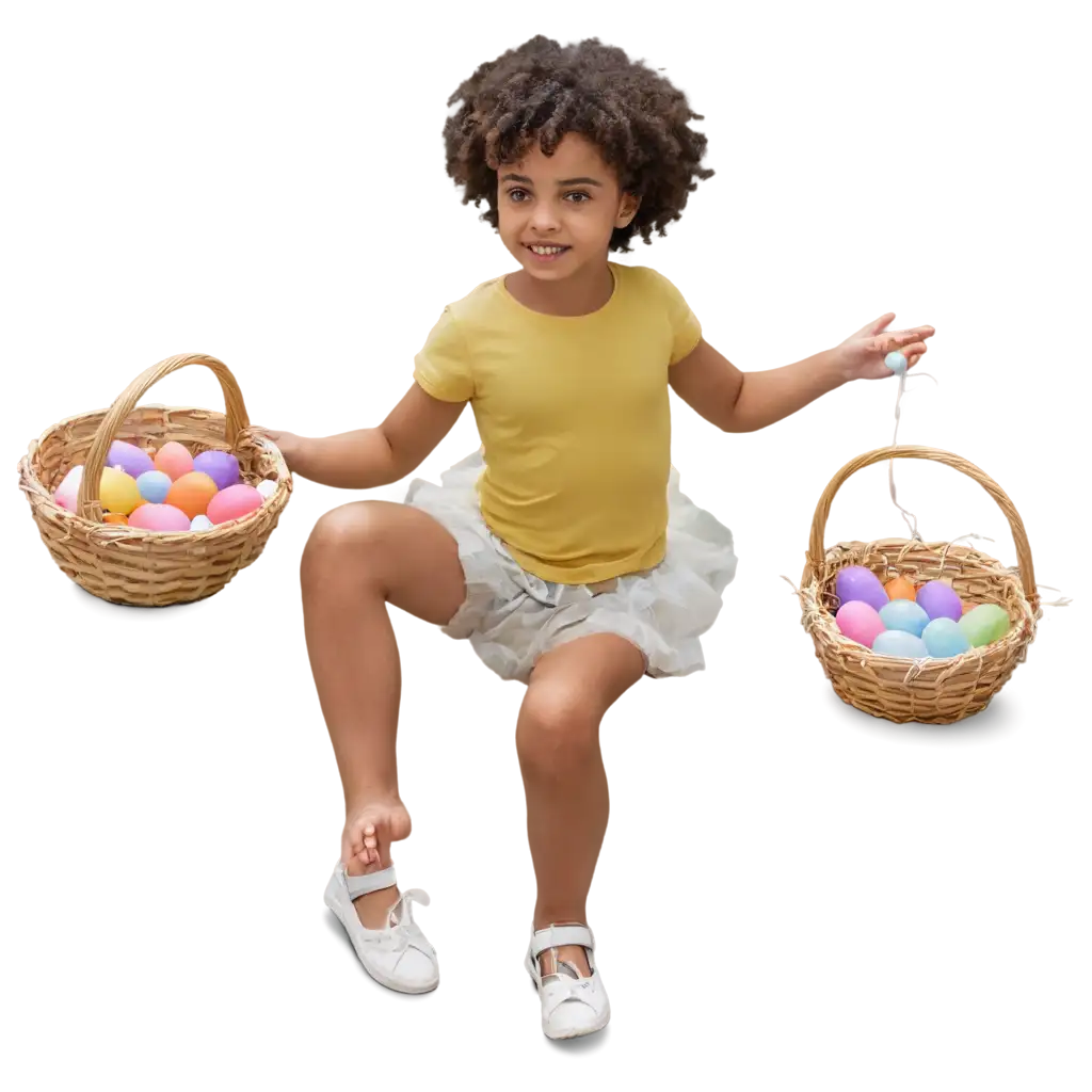 Child-Playing-with-Egg-beside-Easter-Basket-PNG-HighQuality-Easter-Image-for-Festive-Use