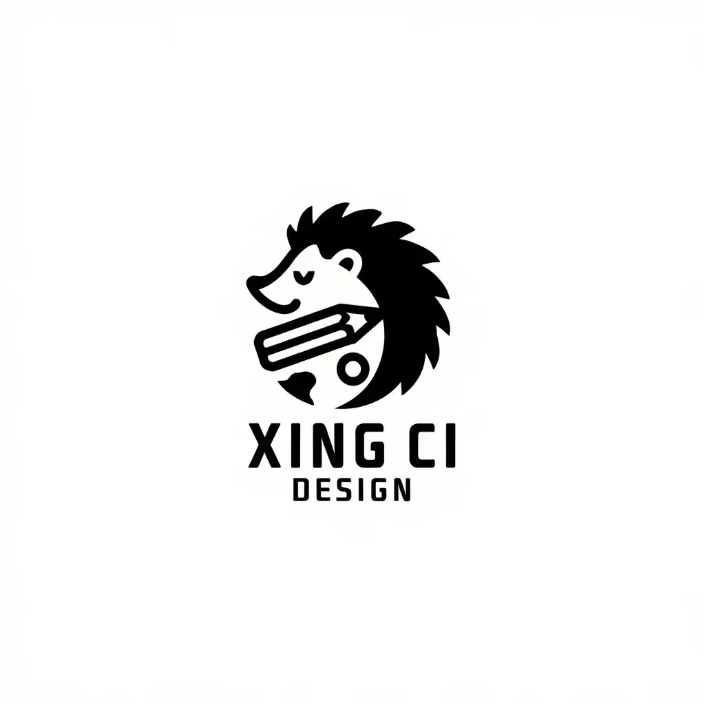 LOGO-Design-for-Xing-Ci-Design-Minimalist-Hedgehog-and-Planet-with-Construction-Industry-Vibe