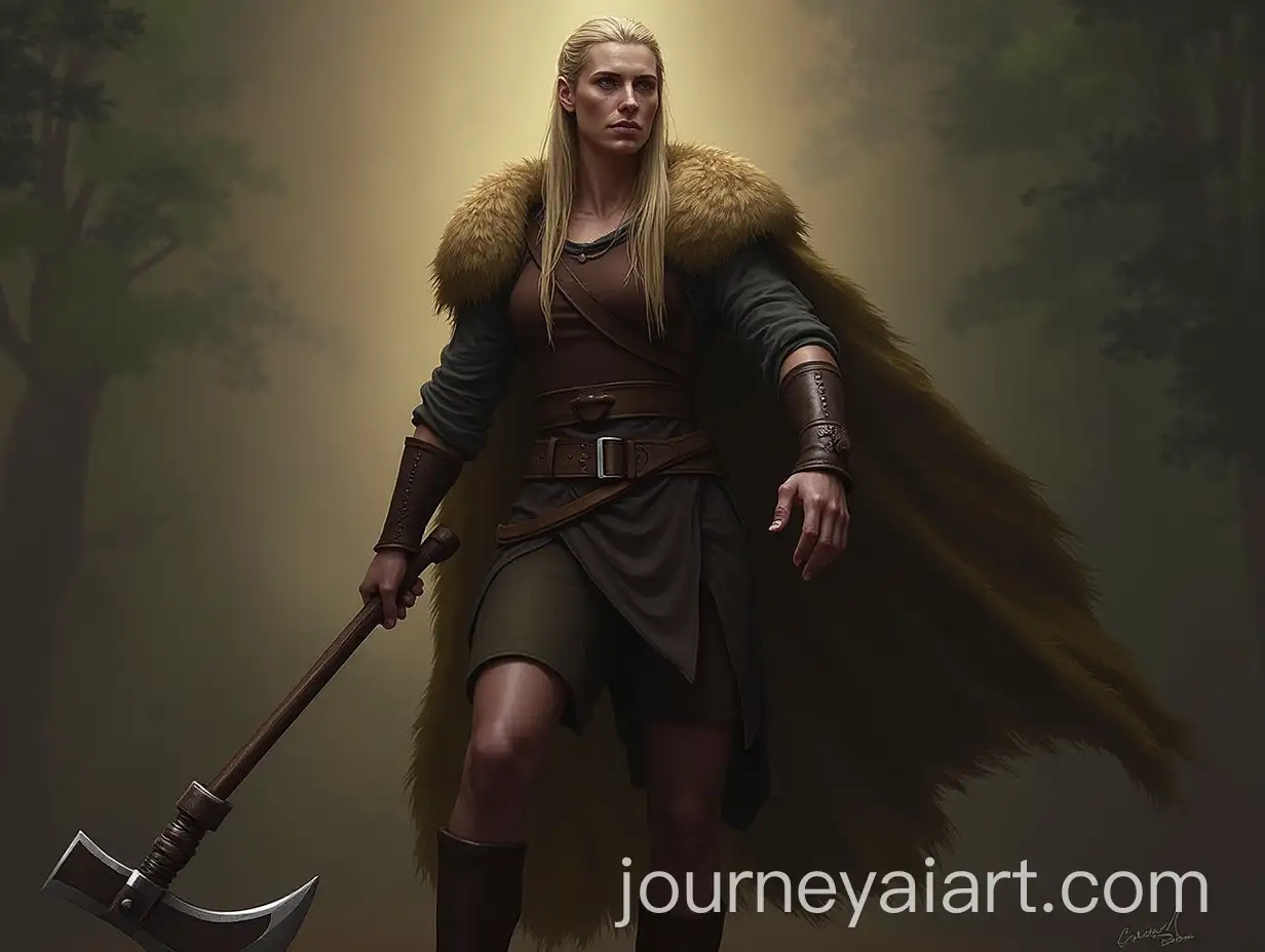Viking-Woman-Warrior-with-Axe-in-Dramatic-Lighting-Digital-Art-Painting