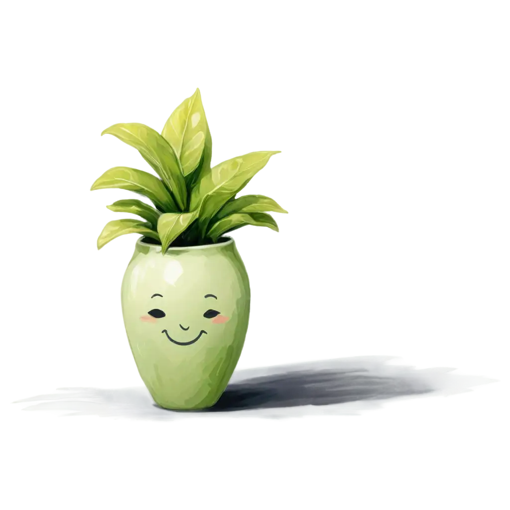 PNG-Image-of-a-Cheerful-Vase-with-a-Happy-Plant-Drawing