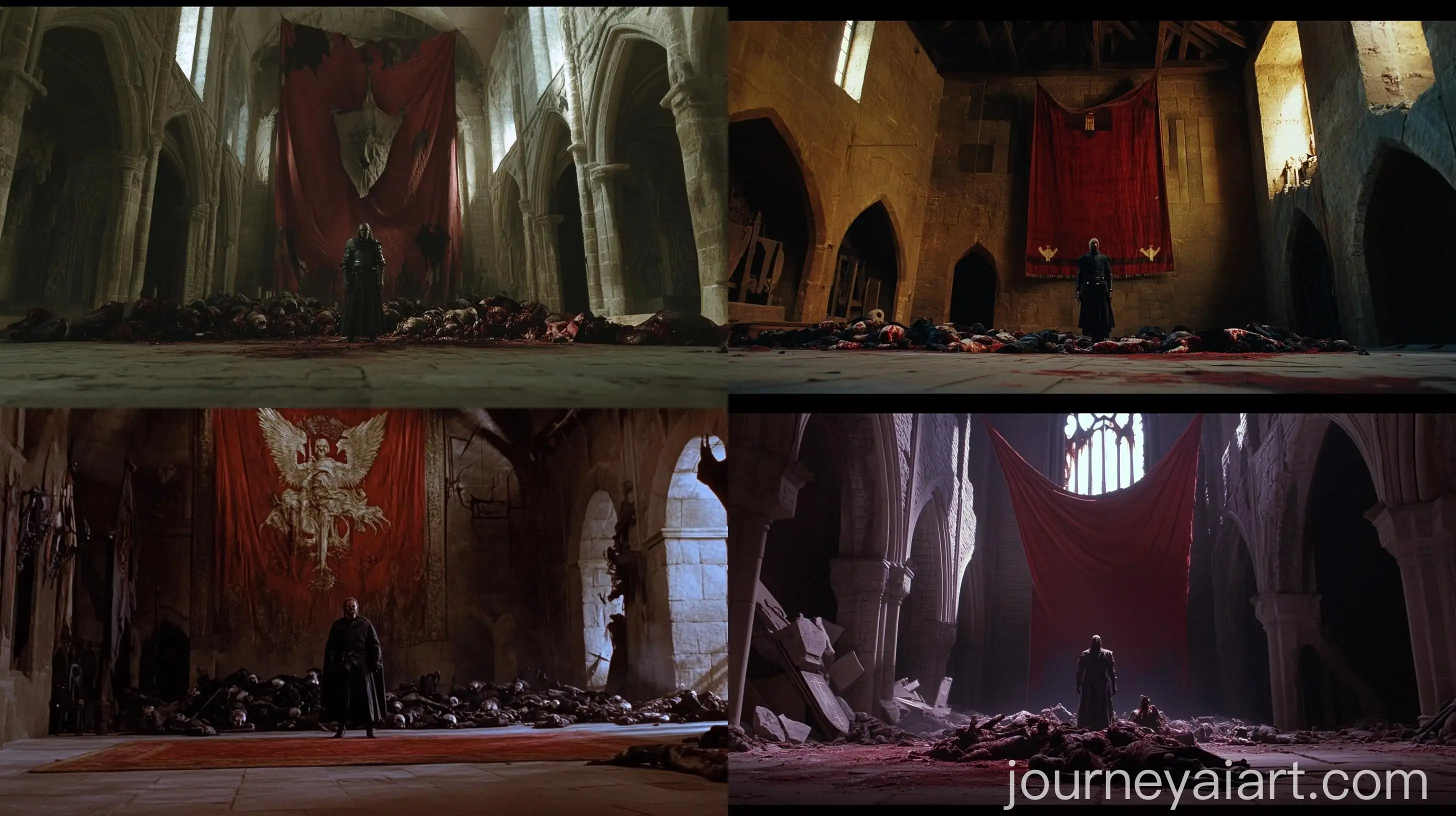 Medieval-Knight-in-Haunted-Hall-with-Dead-Bodies