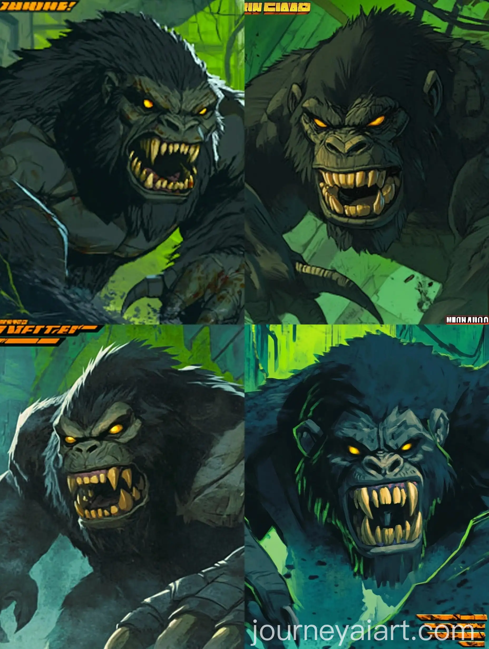 Mutated-Rabid-Gorilla-Crouching-in-Toxic-Green-Sewer