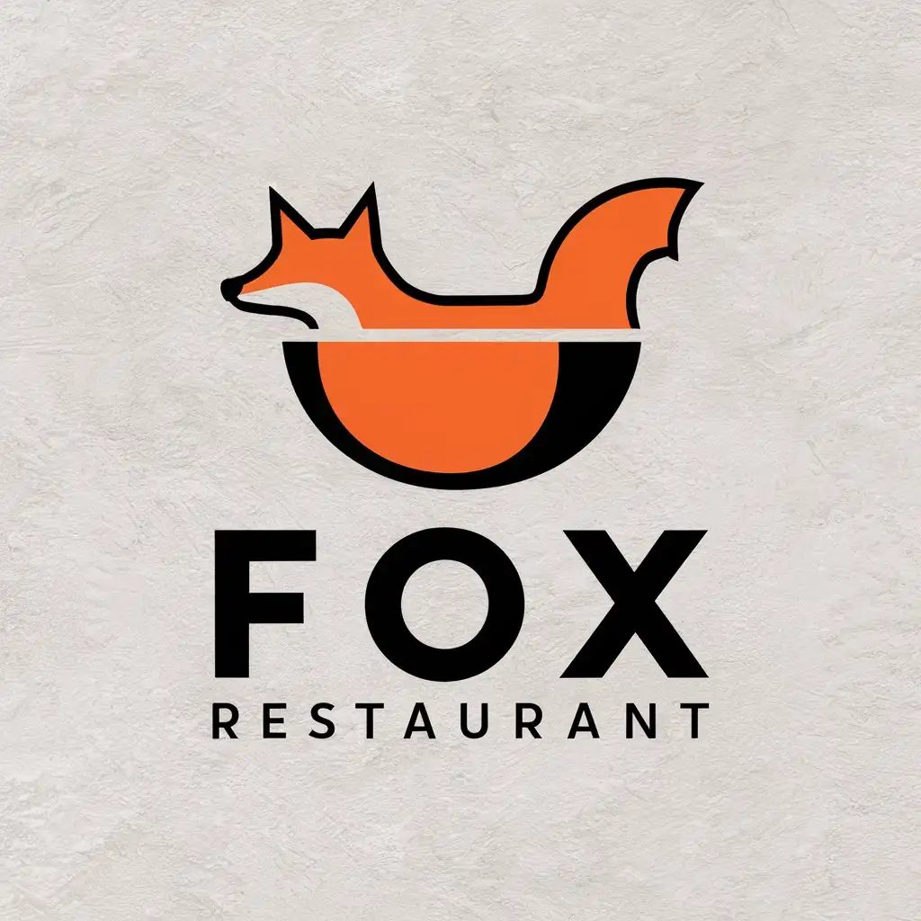 a vector logo design,with the text "fox restaurant", main symbol:A bowl-like fox,Moderate,clear background