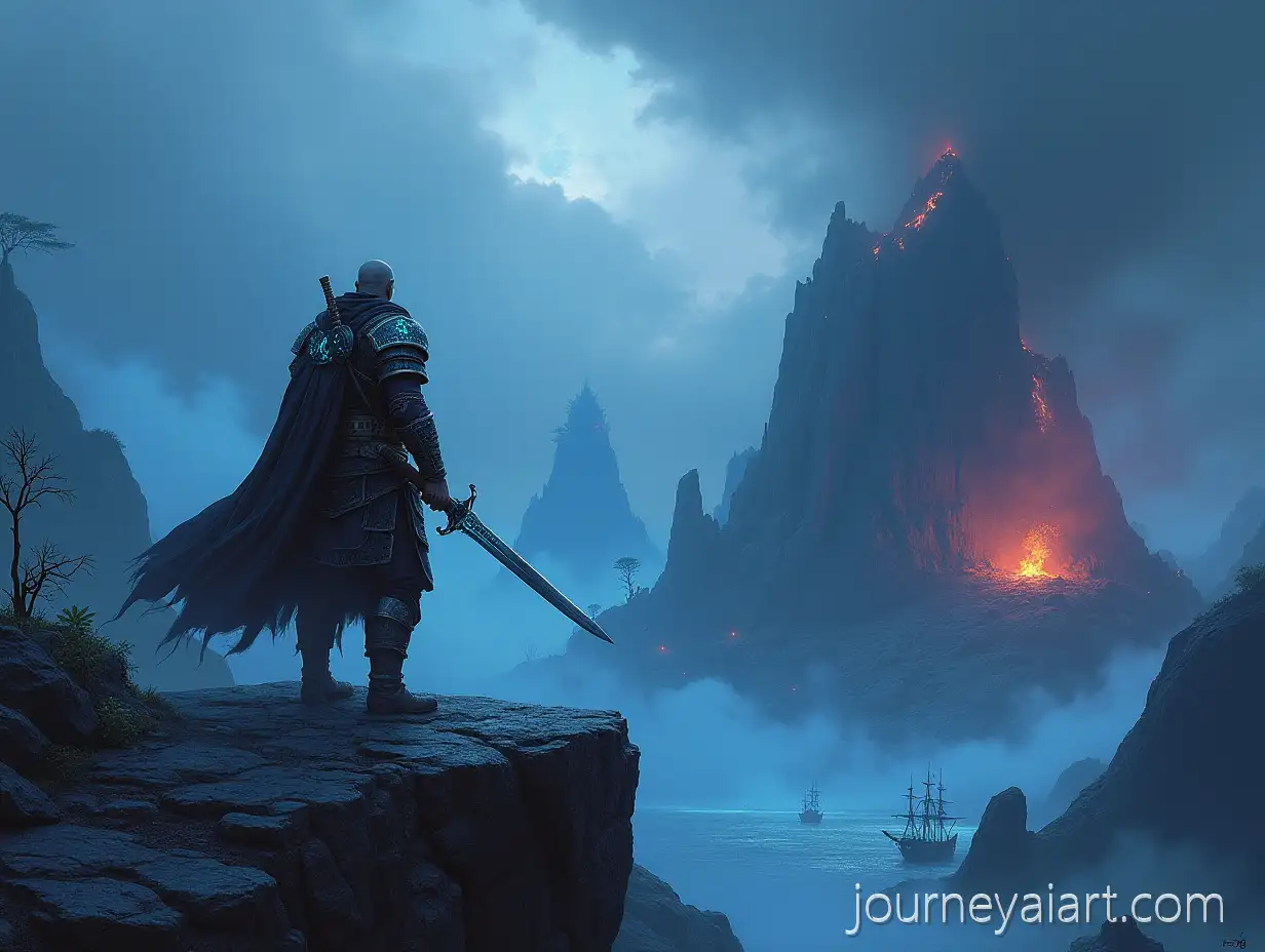 Epic-Warrior-on-Volcanic-Cliff-Overlooking-Shattered-WorldAI-Image-Prompt-Expansion