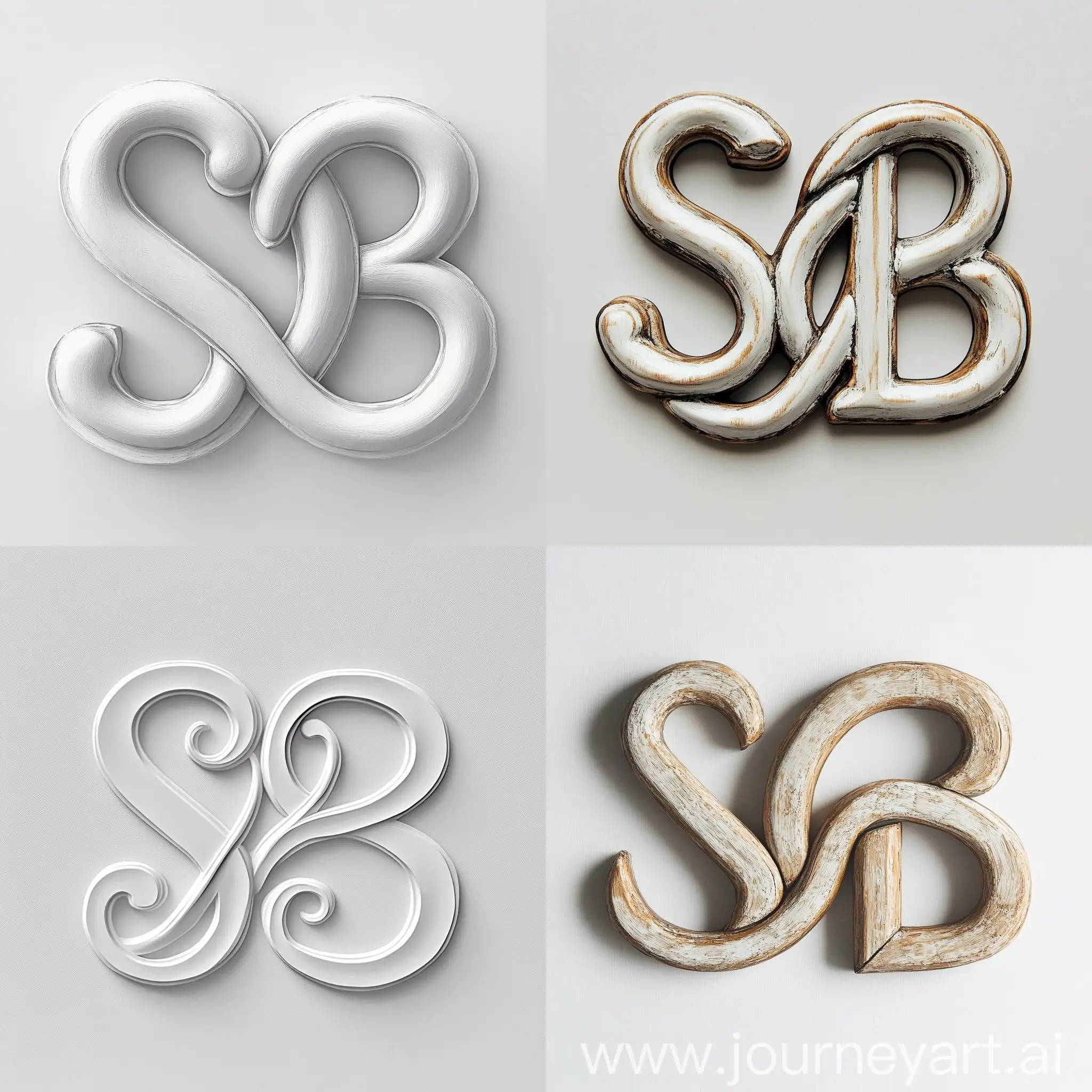 Interwoven-Capital-Letters-S-and-B-on-White-Background