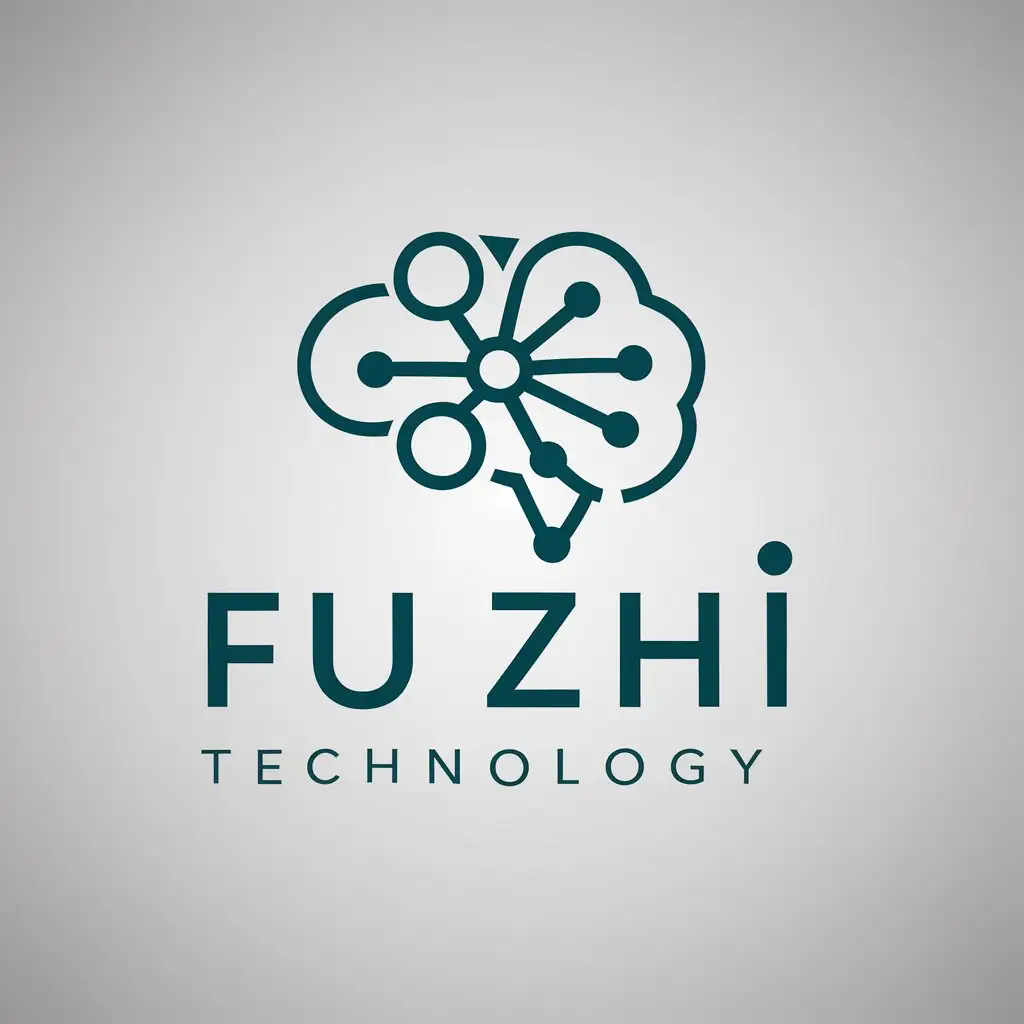 a logo design,with the text "Fu Zhi Technology", main symbol:neural networks, artificial intelligence,Moderate,be used in Internet industry,clear background