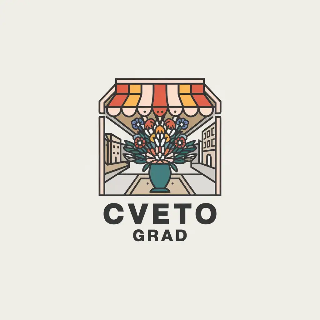 a vector logo design,with the text "CVETO GRAD", main symbol:flower shop, flowers,Moderate,clear background