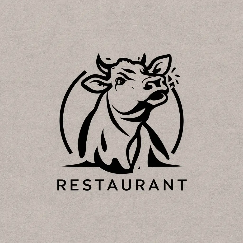 a logo design,with the text "Black and white lines", main symbol:a cow calling with its head thrown back,complex,be used in Restaurant industry,clear background