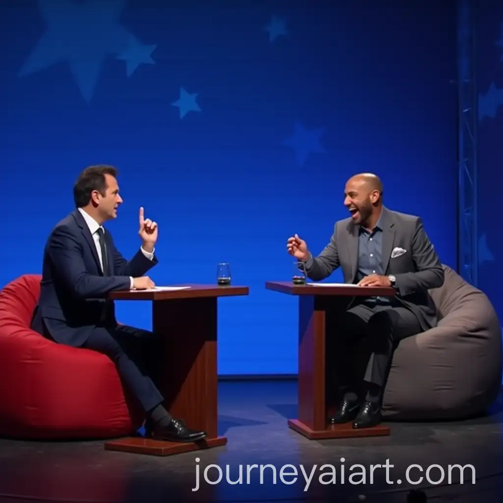 Unconventional-Political-Debate-Short-Podiums-and-Bean-Bag-Seats