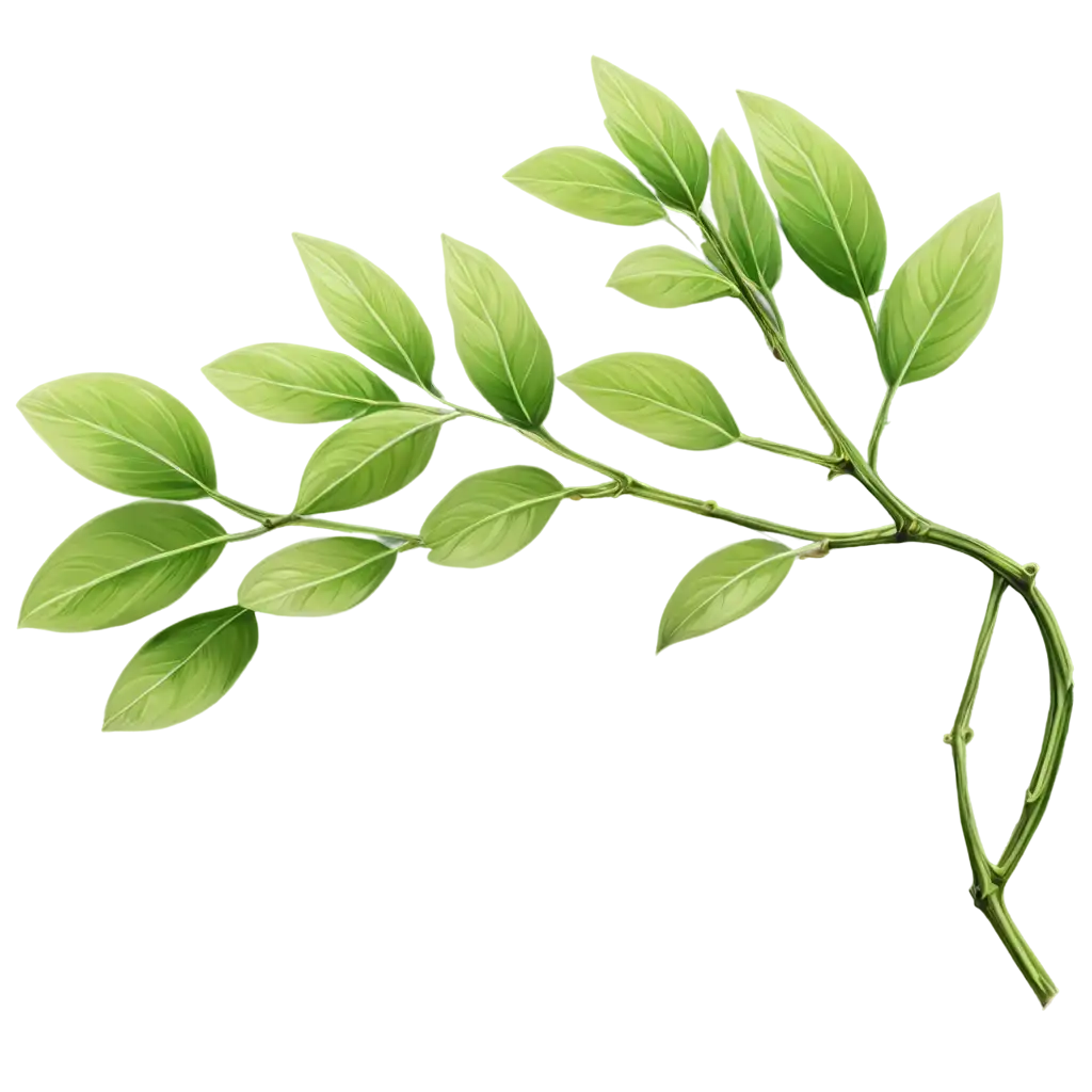 Bending-Branch-with-Green-Leaves-in-Anime-Style-PNG-HighQuality-Digital-Artwork