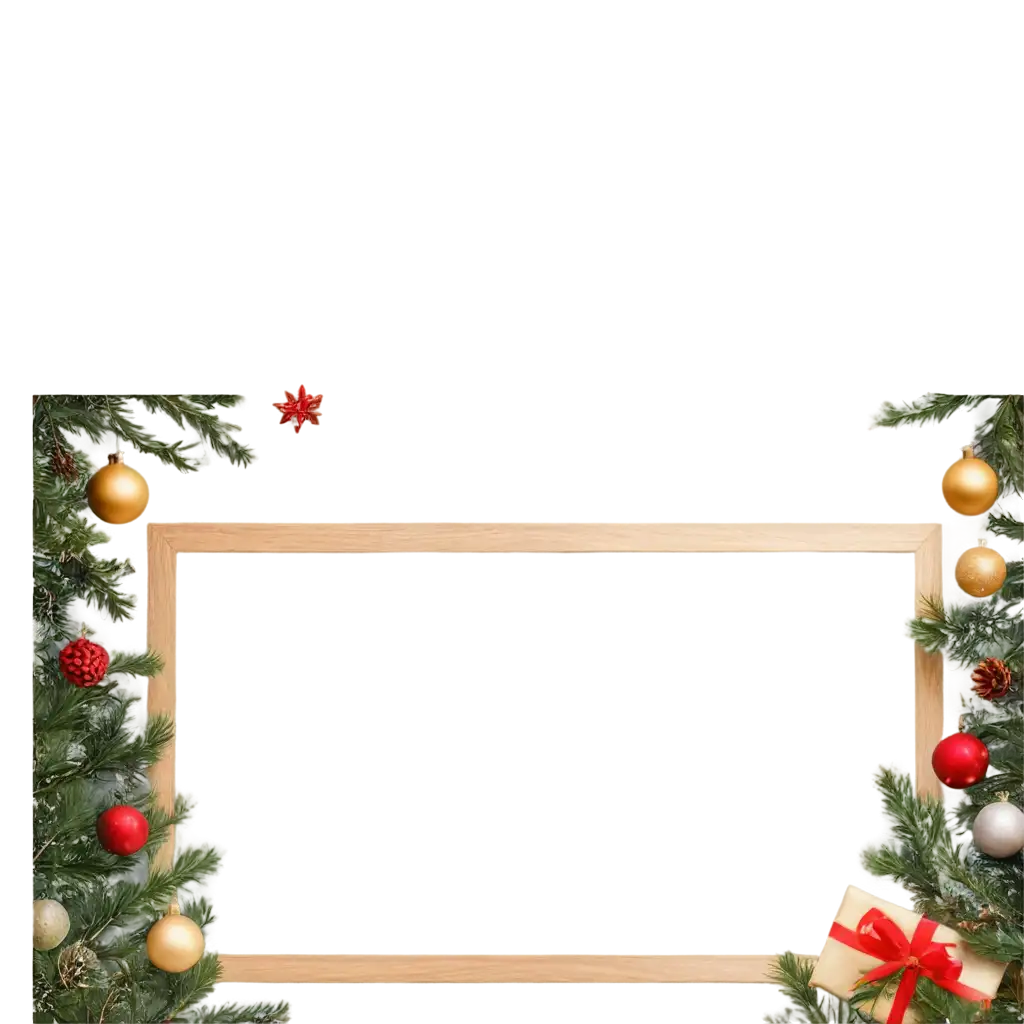 Wood-and-Christmas-Decorations-PNG-Image-with-Space-in-Between-for-Versatile-Holiday-Use