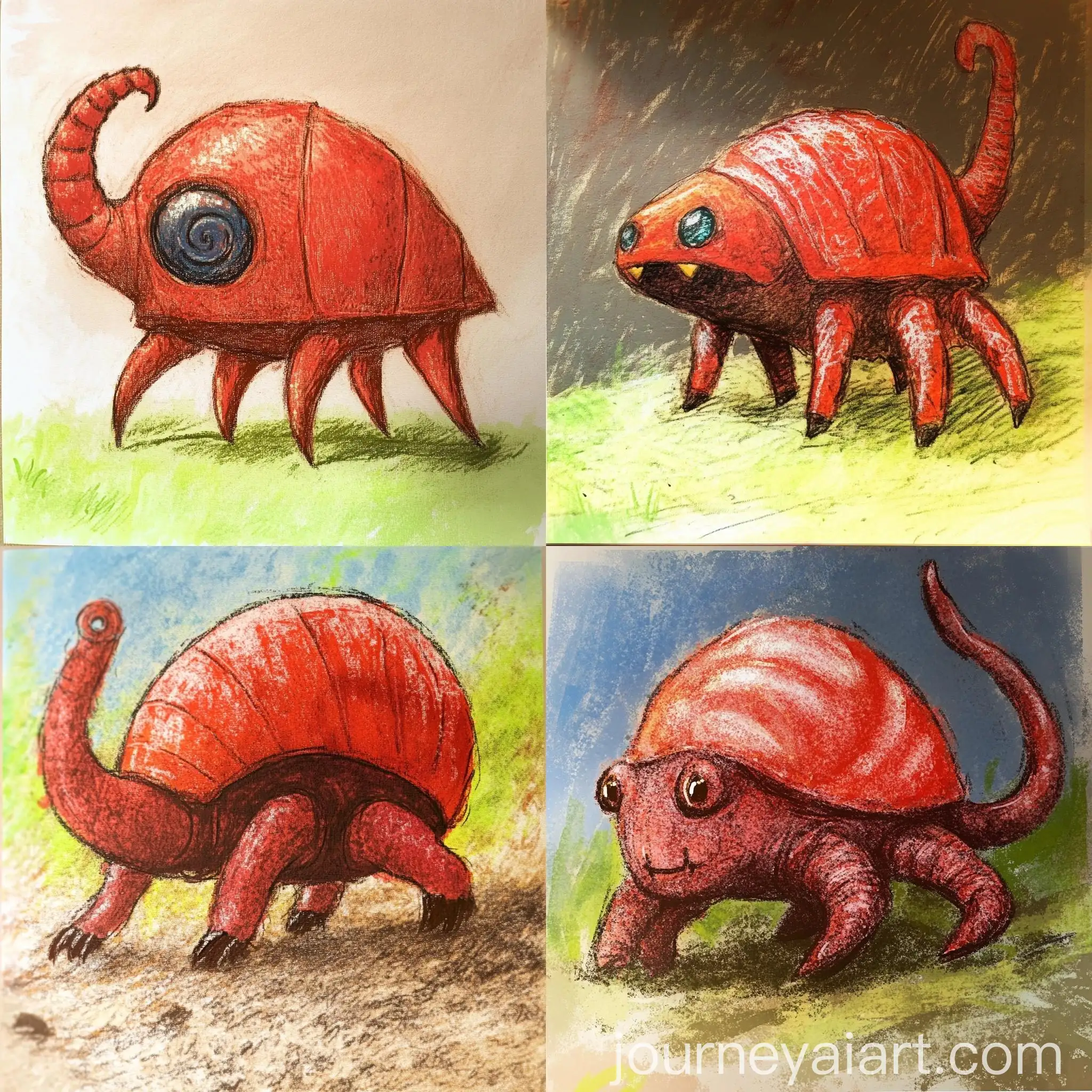 Colorful-Fantasy-Creature-with-Red-Shell-and-Green-Tentacles