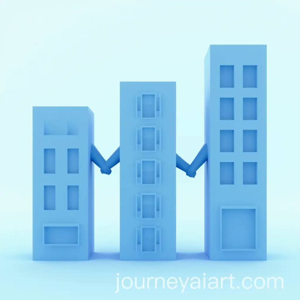 Three-Blue-Buildings-Holding-Hands-in-Dreamy-Light