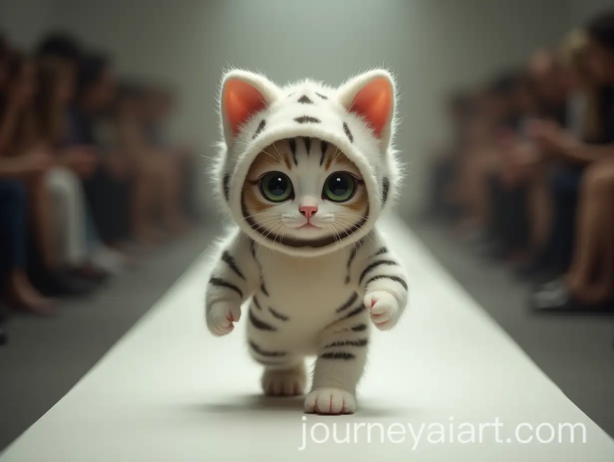 MankonCat-Creature-in-White-Tiger-Costume-Walking-Down-a-Runway