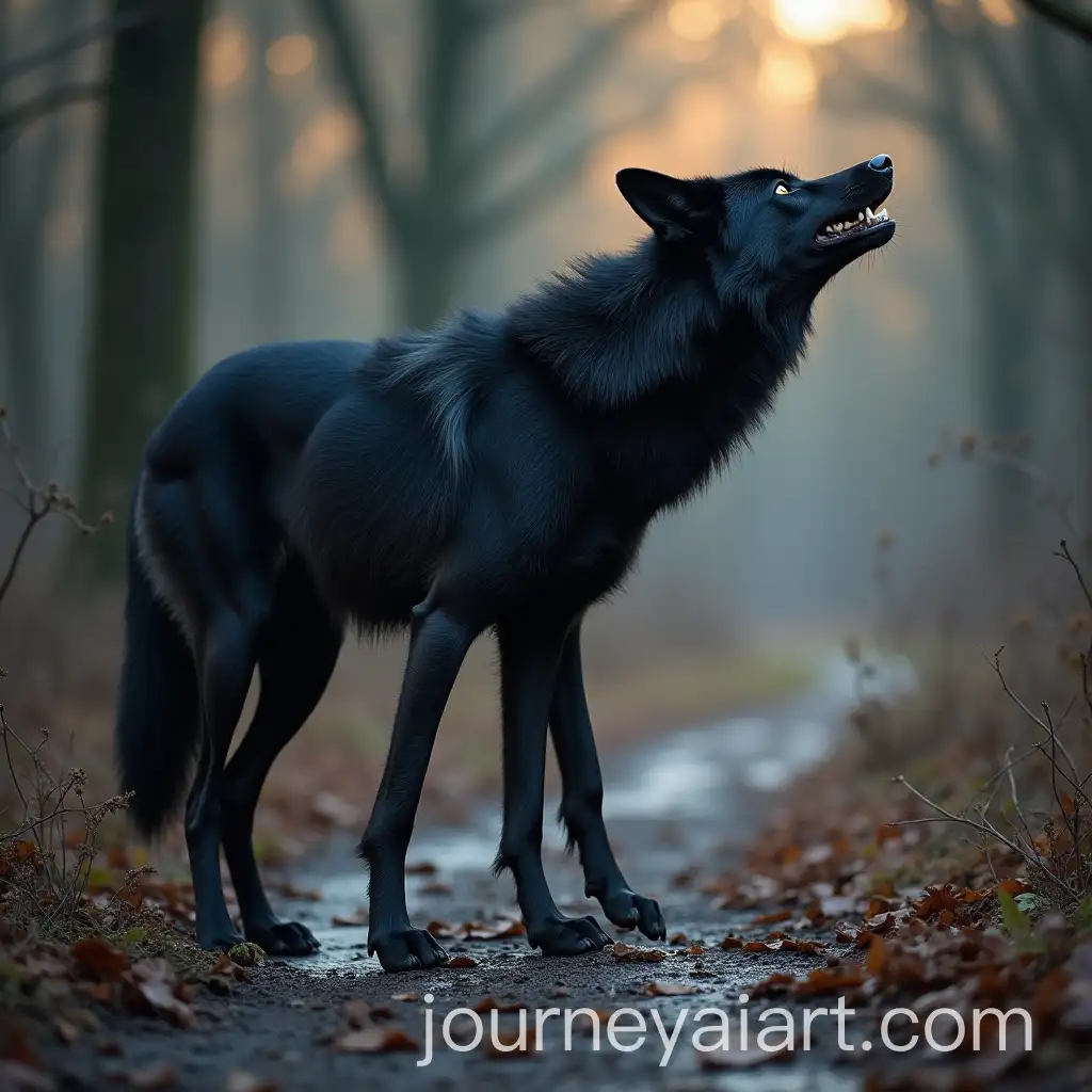 Black-Wolf-Howling-After-Discovering-a-Footprint