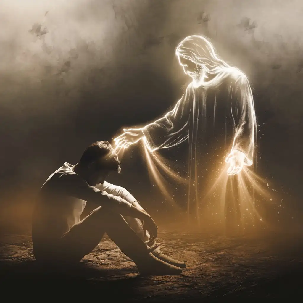 Person-in-Sorrow-Embraced-by-Glowing-Spirit-of-Jesus-in-a-Celestial-Glow