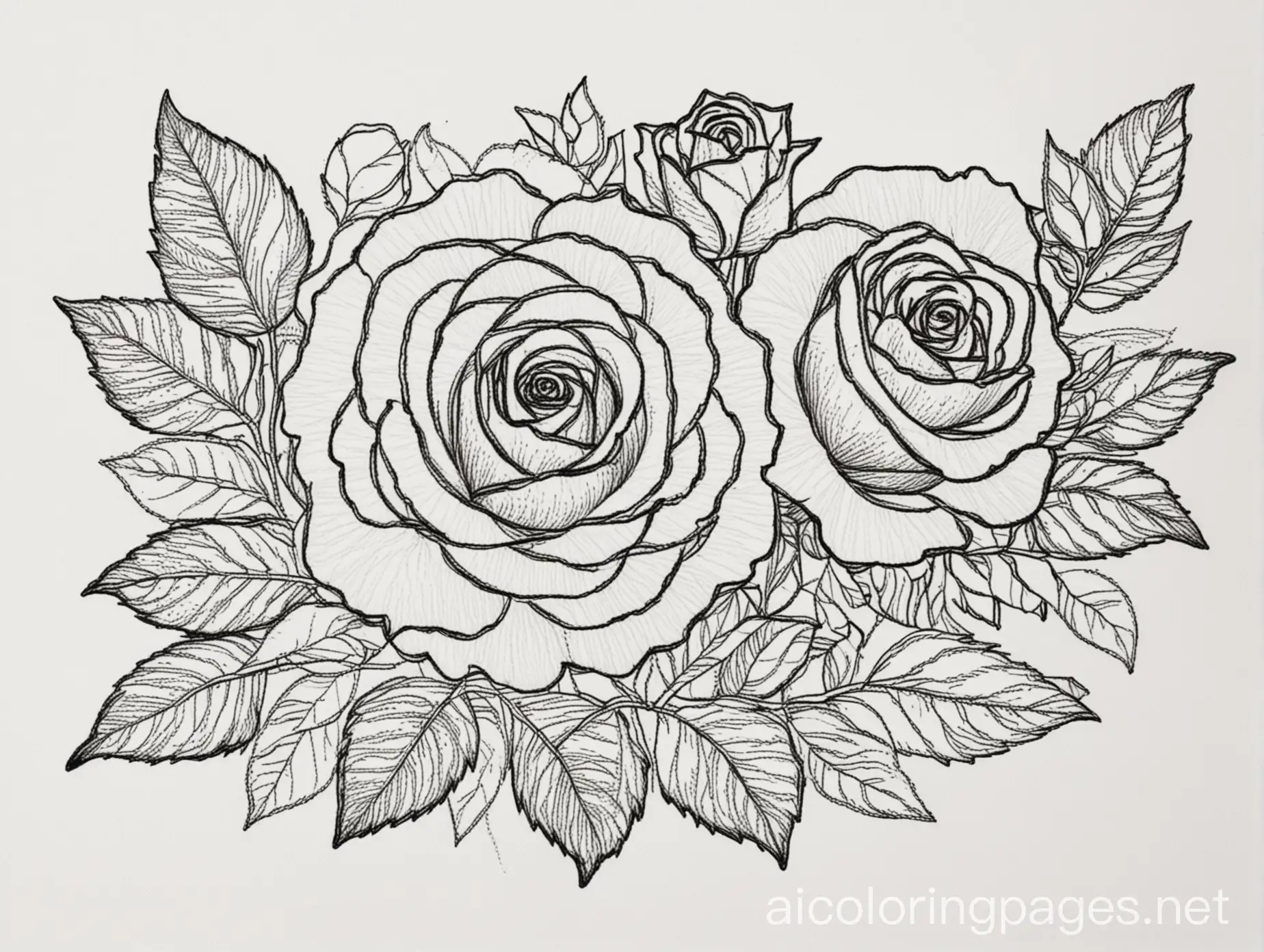 Embroidery-Pattern-Roses-Coloring-Page-with-Simplicity-and-Ample-White-Space