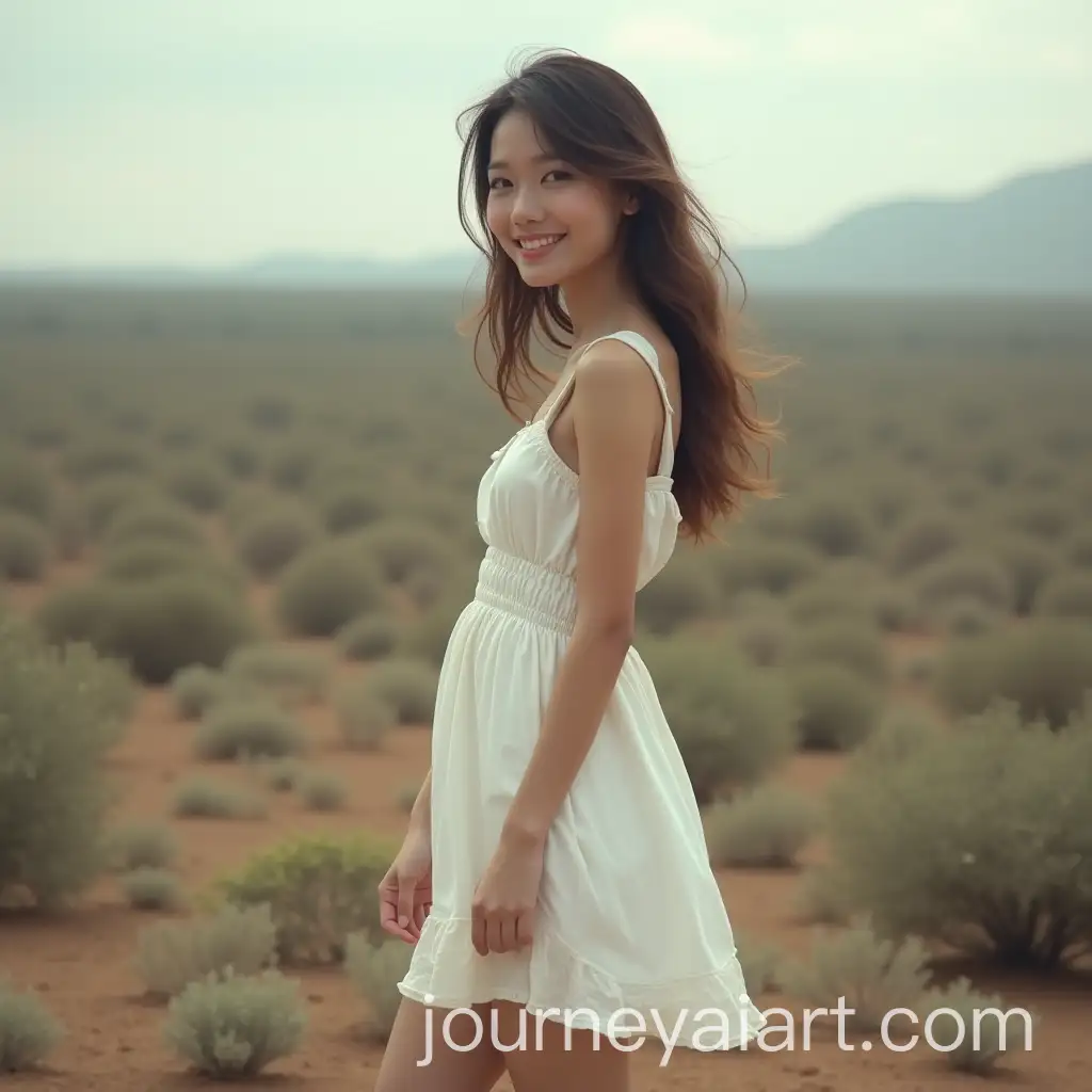 Youthful-Asian-Woman-in-a-PostApocalyptic-World-Wearing-a-White-Dress