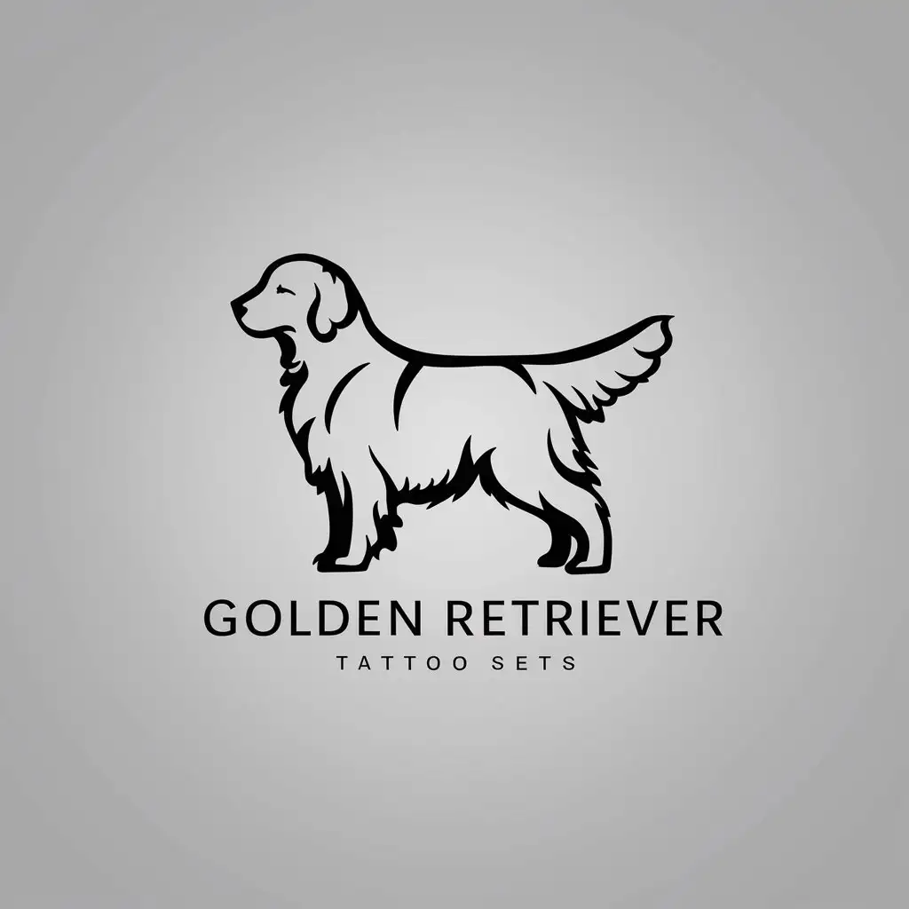 a logo design,with the text "golden retriever in the form of a tattoo sketch. black and white color.", main symbol:golden retriever,Minimalistic,be used in Animals Pets industry,clear background