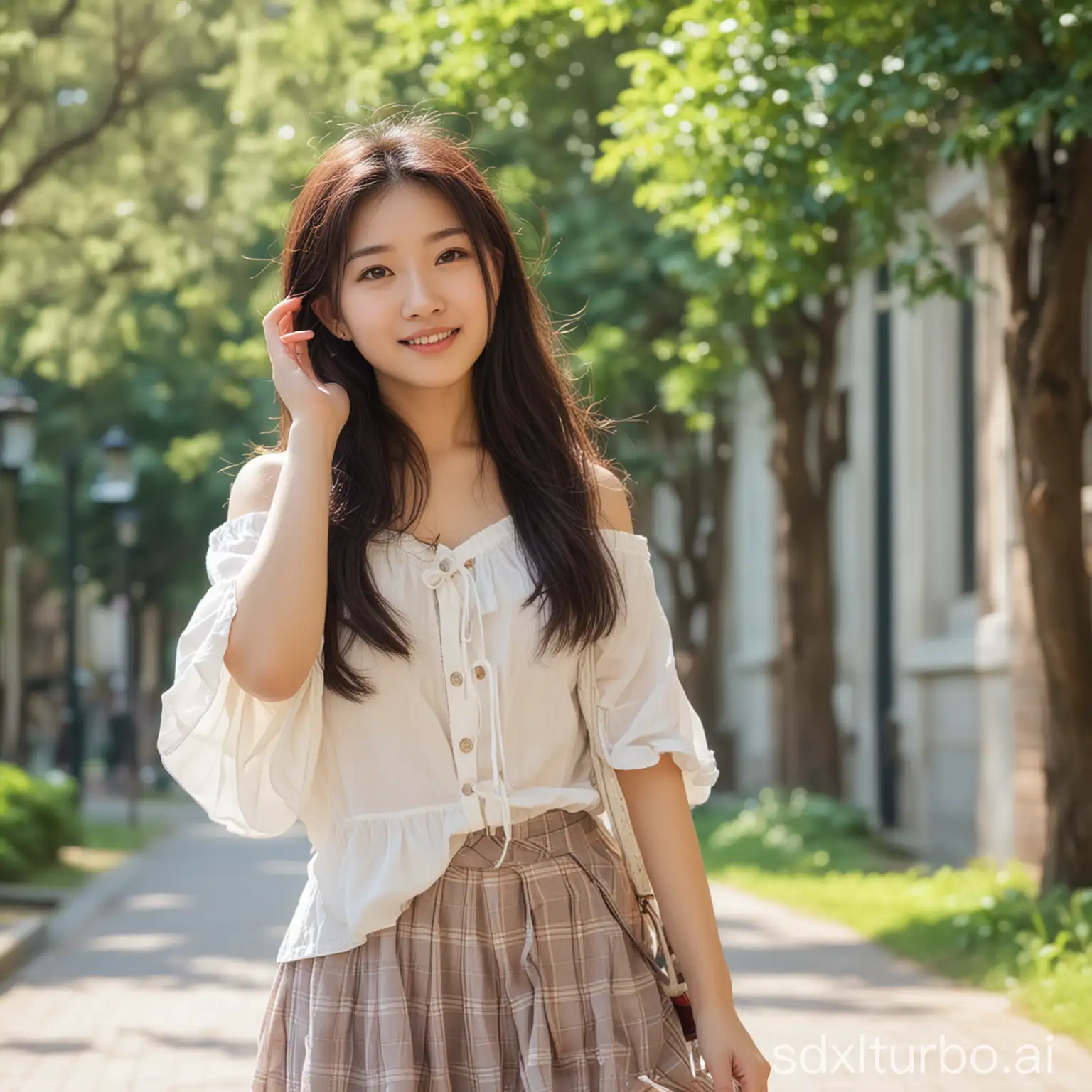 Charming-Asian-Female-University-Student-in-Summer-Campus-Setting