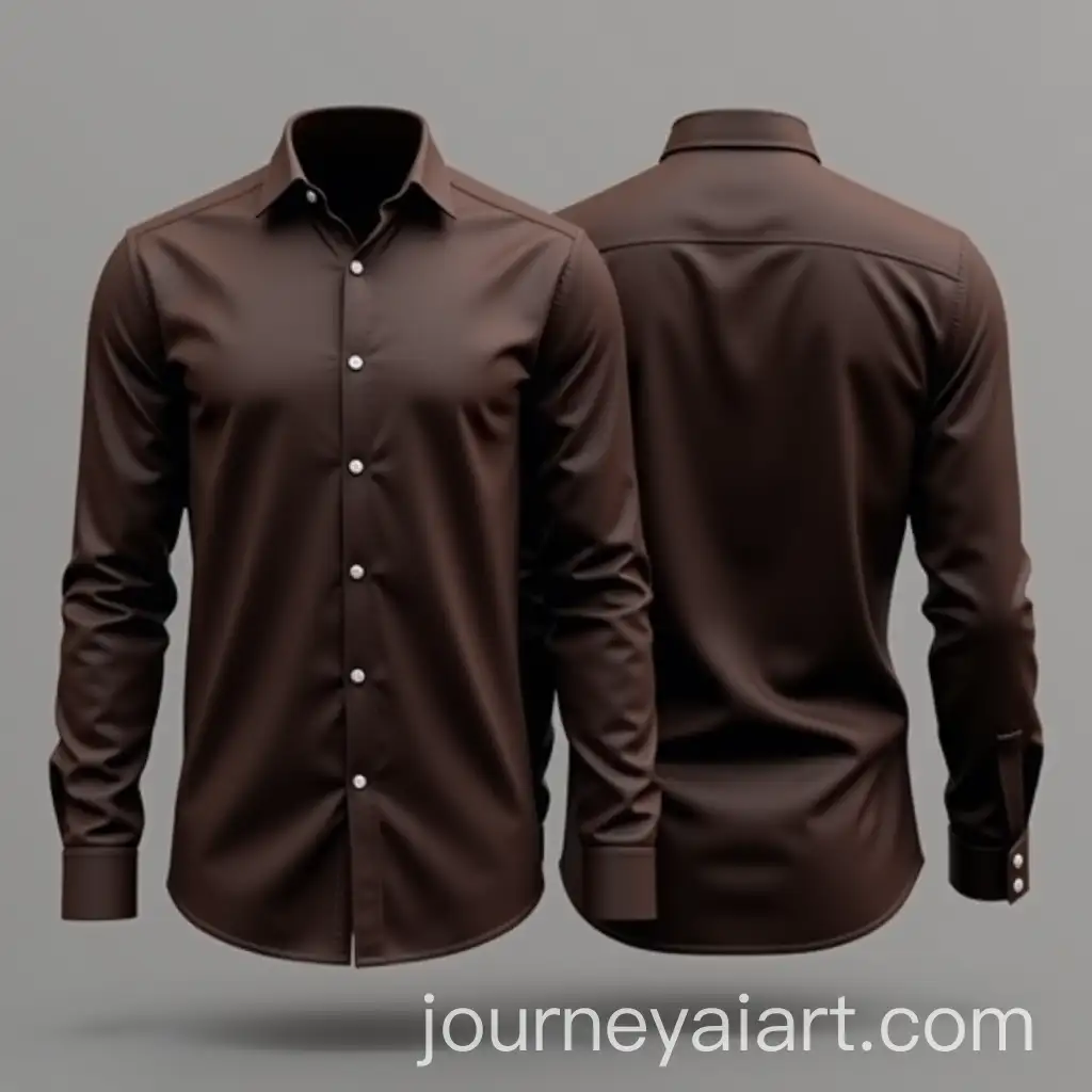 Realistic-3DRendered-Dark-Brown-Full-Sleeve-Shirt-with-Collar-Front-and-Back-Views