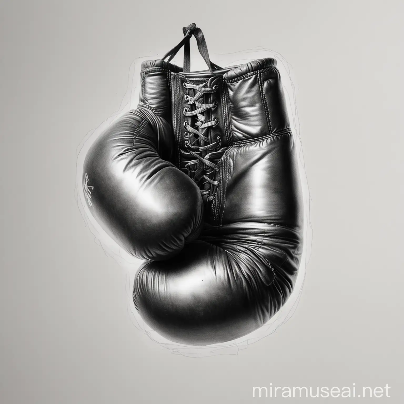 Boxing Glove Sketch in Black Pencil on Transparent Background